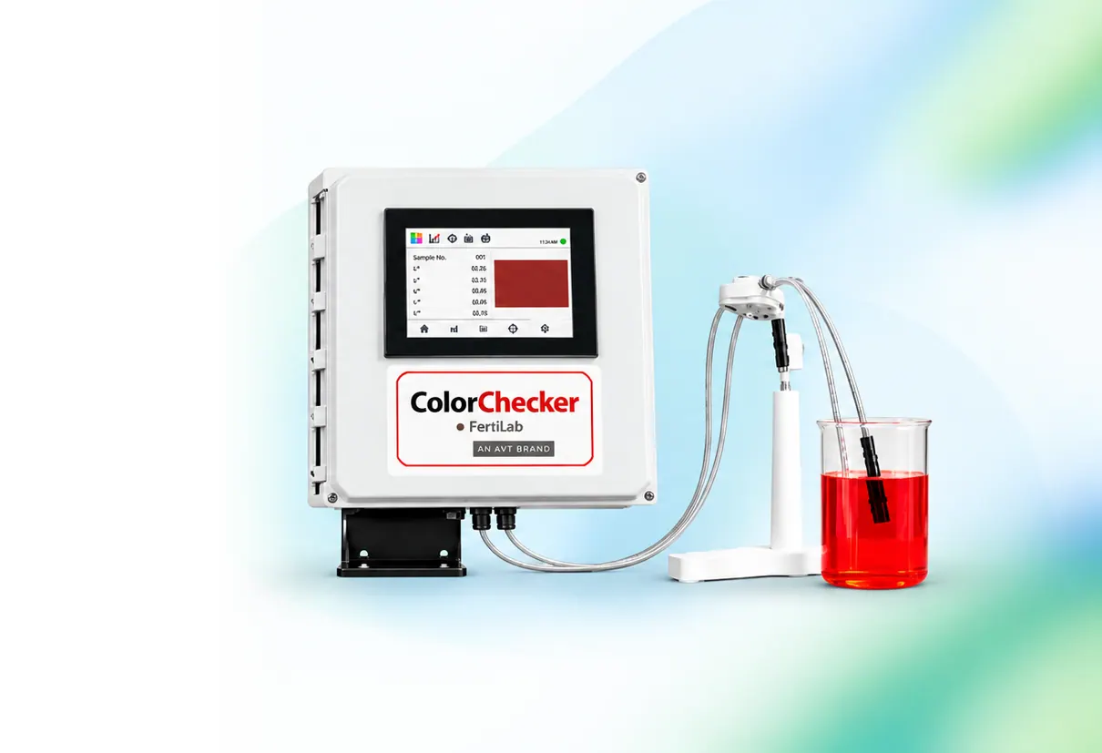 Ferco ColorChecker process control unit measuring a dye bath sample