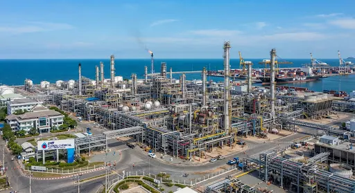 Coastal petrochemical complex seen from above