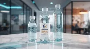PET water bottles on a marble counter