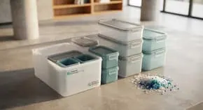 Stacked PET food containers