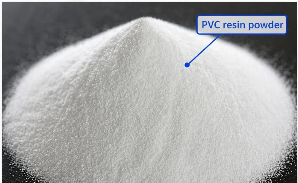 Pile of white PVC resin powder